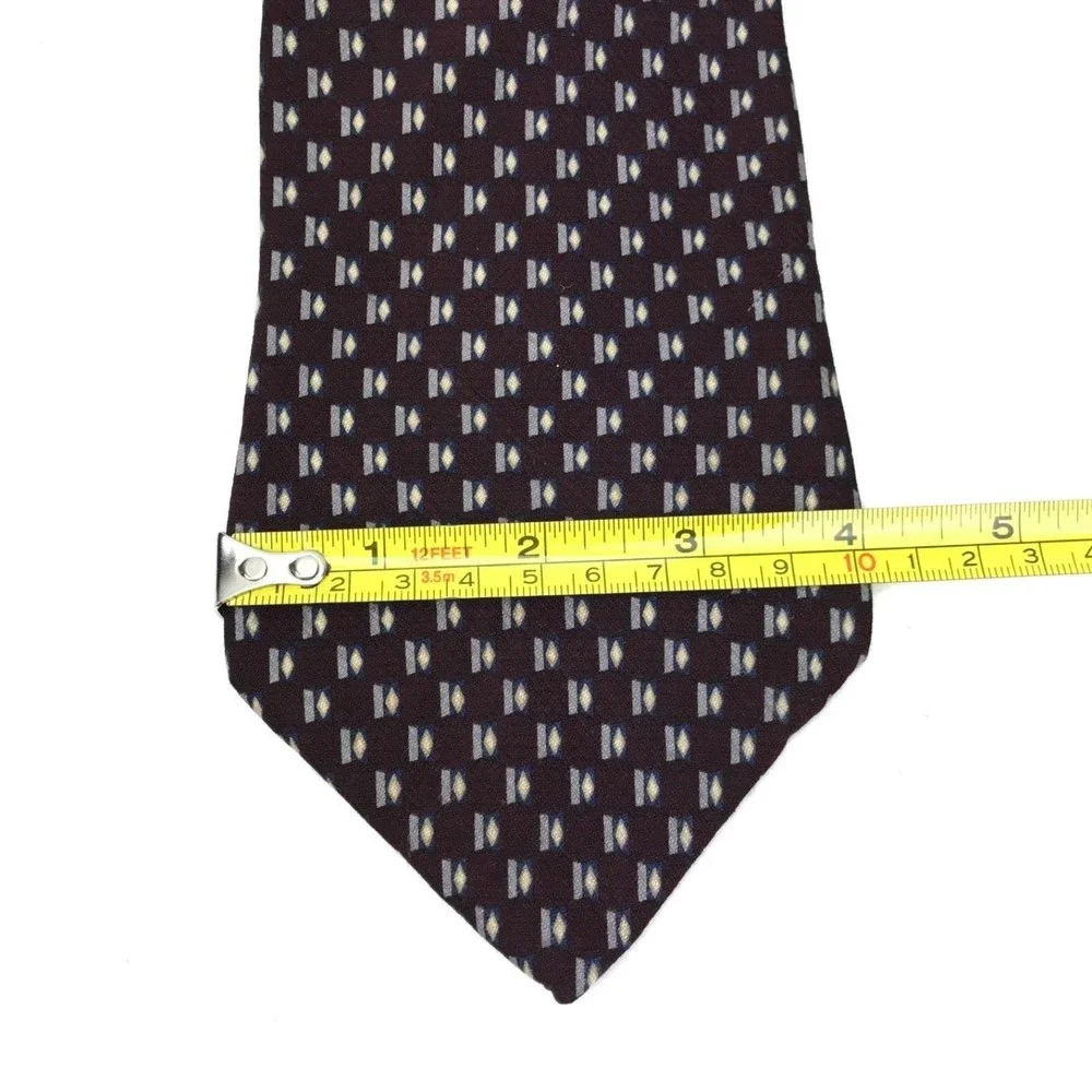 Graham & Lockwood Tie Maroon Blue 100% Silk Necktie 👔 Made In Mexico 58